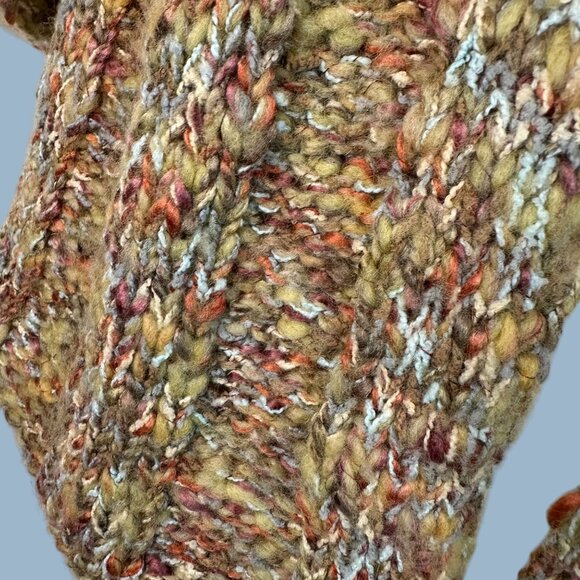 Multicolor Cardigan Cape Sweater Women Size M Leo & Nicole Chunky Wool Blend - Picture 9 of 14